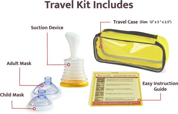 LifeVac Choking Rescue Device for Kids and Adults | Portable Airway Assist Device | First Aid Choking Device for Kids and Adults | Perfect for Baby Showers | Home and Travel Combo Kits (Yellow) - Image 3