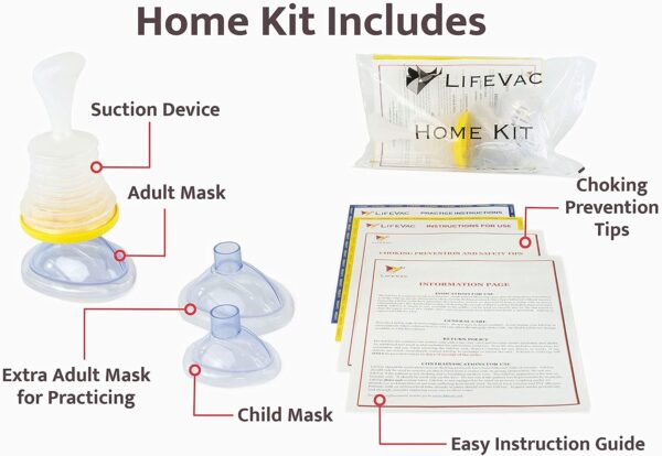 LifeVac Choking Rescue Device for Kids and Adults | Portable Airway Assist Device | First Aid Choking Device for Kids and Adults | Perfect for Baby Showers | Home and Travel Combo Kits (Yellow) - Image 2