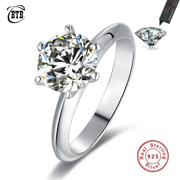 New Luxury 925 Sterling Silver Real Moissanite Rings